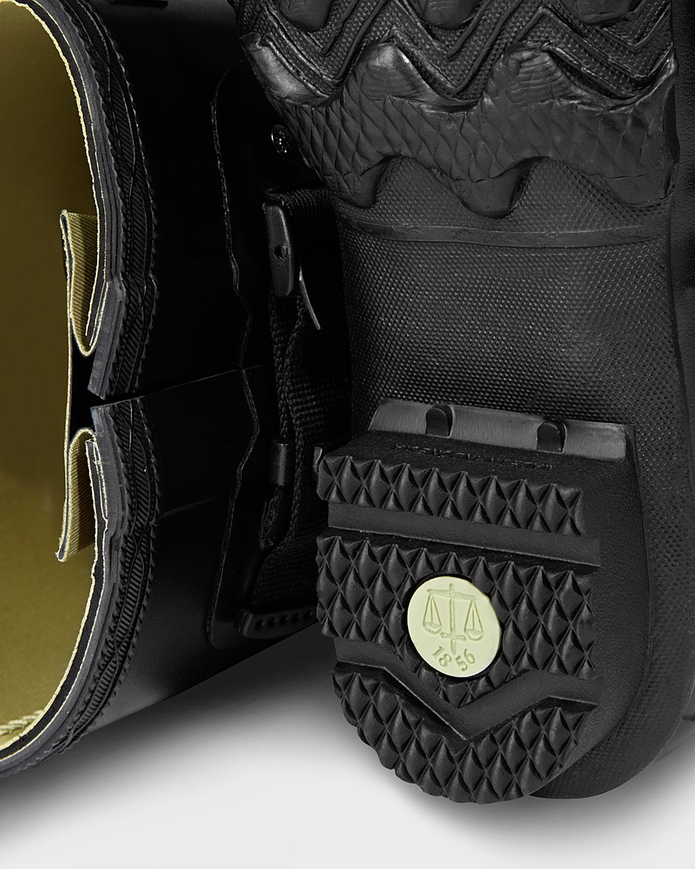 Mens Tall Rain Boots - Hunter Norris Field Side Adjustable Neoprene Lined (56VMPNGIY) - Black
